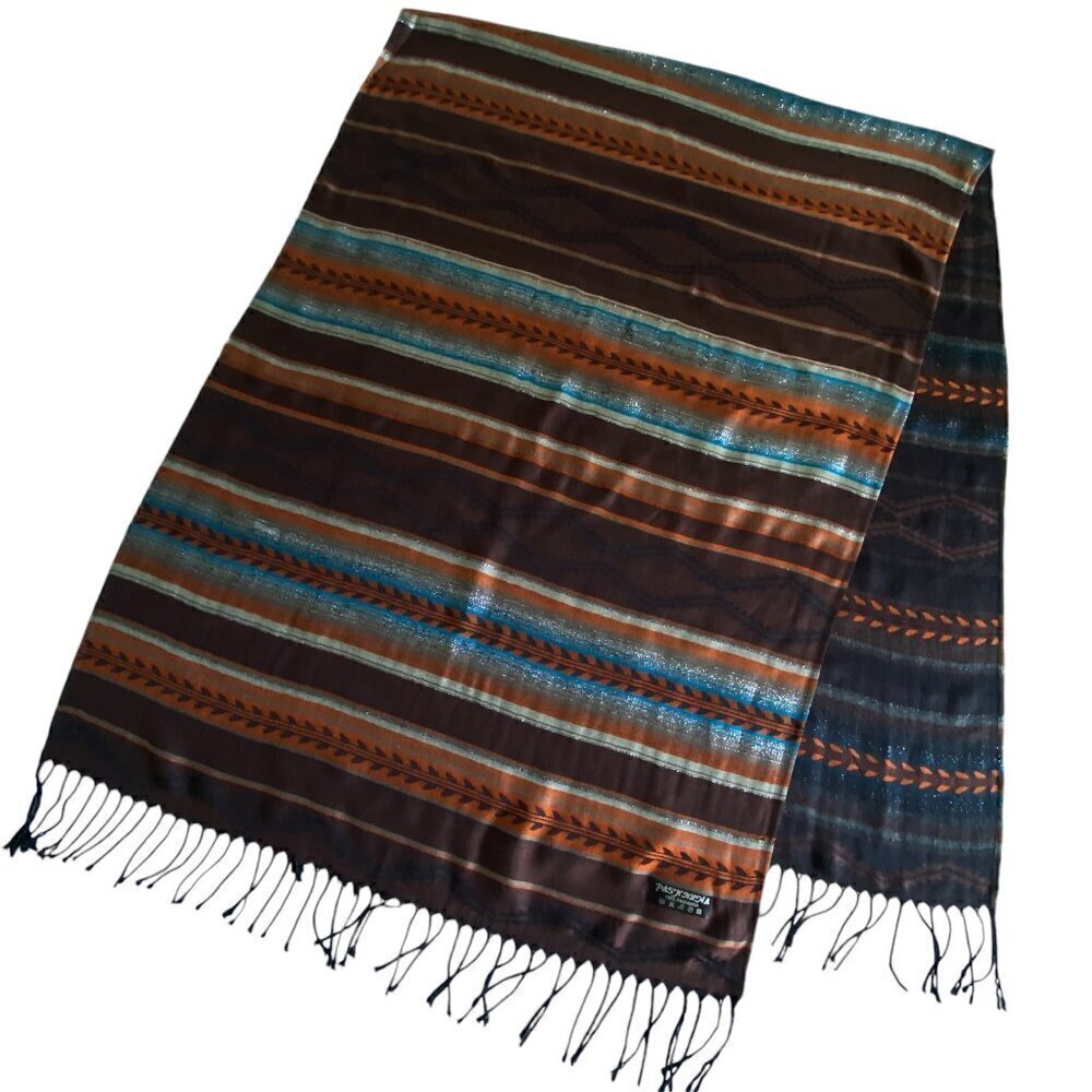 Rich Fall Metallic Ethnic Motif Pashmina Shawl Scarf​​​​​​​​​​​